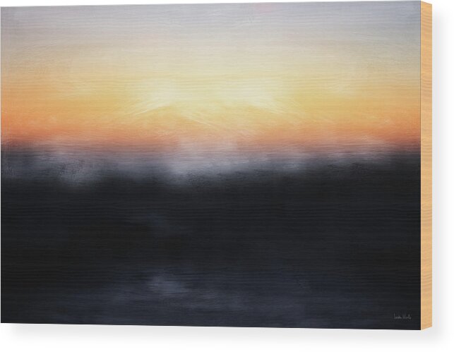 Abstract Wood Print featuring the mixed media Pacific Sunset- Abstract Art by Linda Woods #1 by Linda Woods