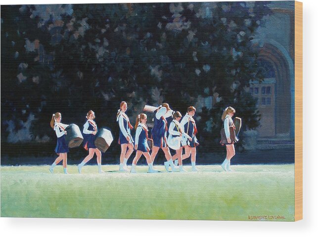 Band Wood Print featuring the painting Pep Squad #1 by Kevin Leveque
