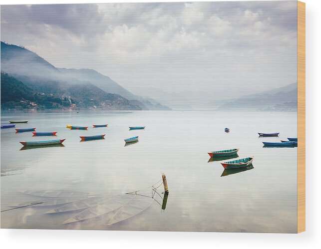 Nepal Wood Print featuring the photograph Phewa lake in Pokhara, Nepal #2 by Dutourdumonde Photography