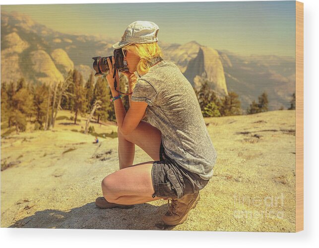Yosemite Wood Print featuring the photograph Photographer on Sentinel Dome #1 by Benny Marty