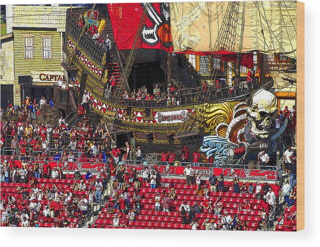 Tampa Bay Florida Wood Print featuring the photograph Pirate Football #1 by David Lee Thompson