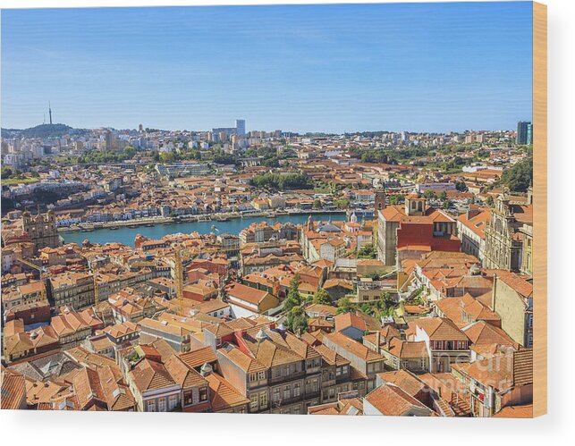 Oporto Wood Print featuring the photograph Porto skyline Portugal #1 by Benny Marty