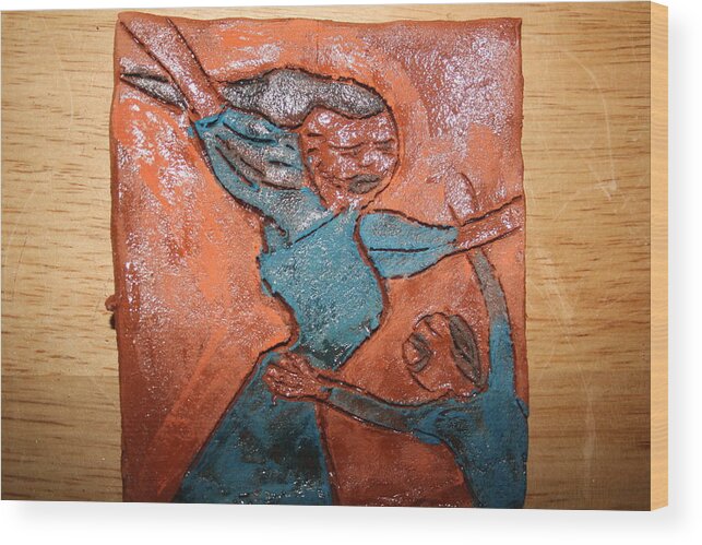 Jesus Wood Print featuring the ceramic art Reunion - Tile #1 by Gloria Ssali
