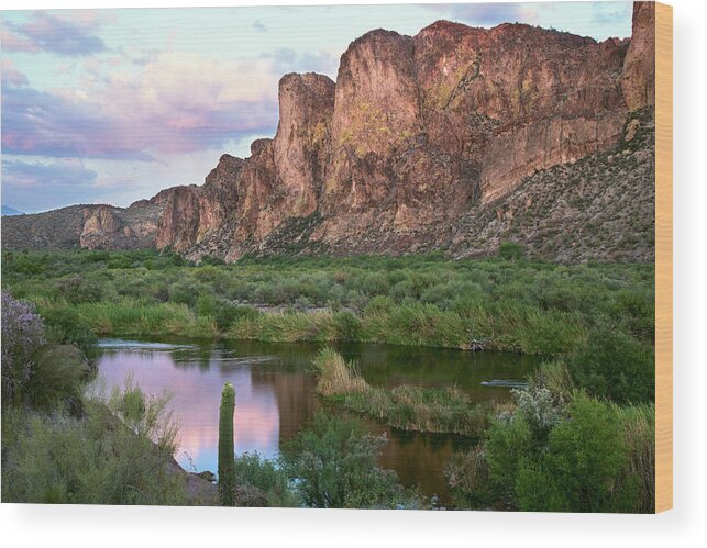 Goldfield Mountains Wood Print featuring the photograph Salt River Sunset #3 by Dave Dilli