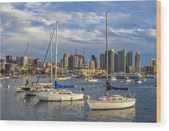 Boat Wood Print featuring the photograph San Diego Harbor #1 by Peter Tellone