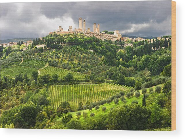 San Gimignano Wood Print featuring the photograph San Gimignano Tuscany Italy #1 by Carl Amoth