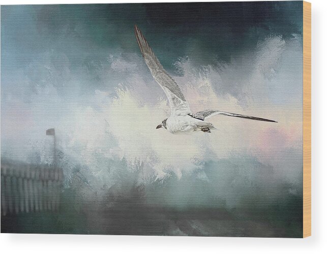 Flight Wood Print featuring the photograph Seagull in Flight #1 by Sennie Pierson