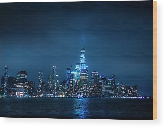 Skyline Wood Print featuring the photograph Skyline at Night #2 by Daniel Carvalho