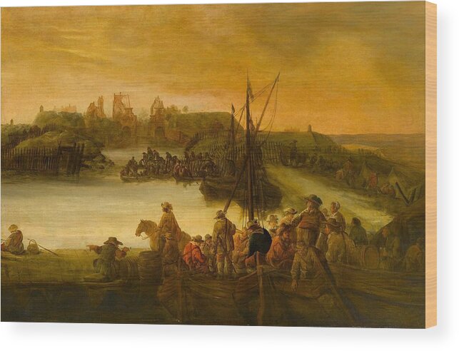 Benjamin Gerritsz Cuyp (dordrecht 1612 - Dordrecht 1652) Wood Print featuring the painting Soldiers Repairing Fortifications #1 by MotionAge Designs