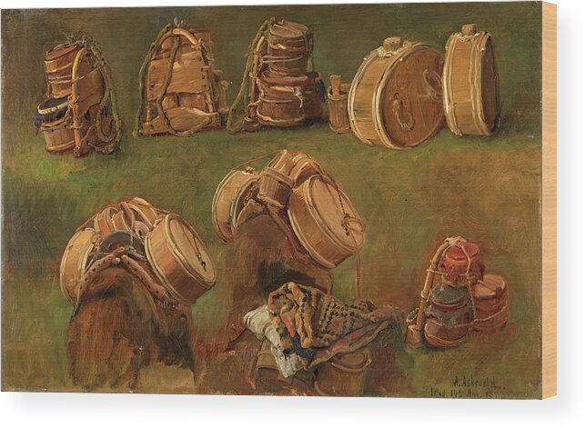 Anders Askevold Wood Print featuring the painting Study of Pack Saddles and other Objects #1 by Anders Askevold