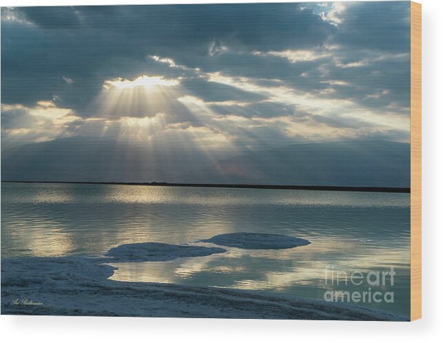 Sunrise Wood Print featuring the photograph Sunrise at the Dead Sea #1 by Arik Baltinester