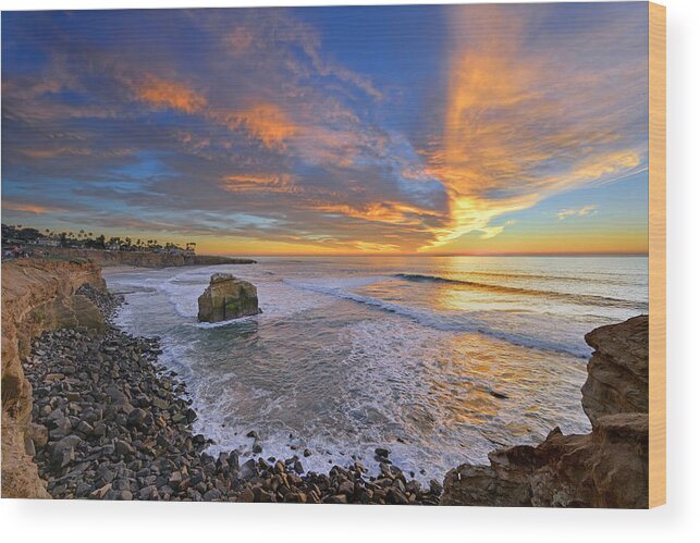 Mark Whitt Wood Print featuring the photograph Sunset Cliffs #1 by Mark Whitt