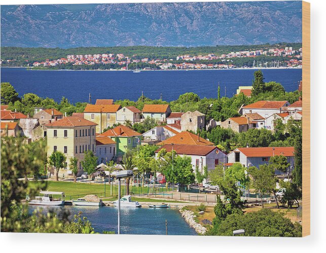 Sutomscica Wood Print featuring the photograph Sutomscica village and Zadar channel view #1 by Brch Photography