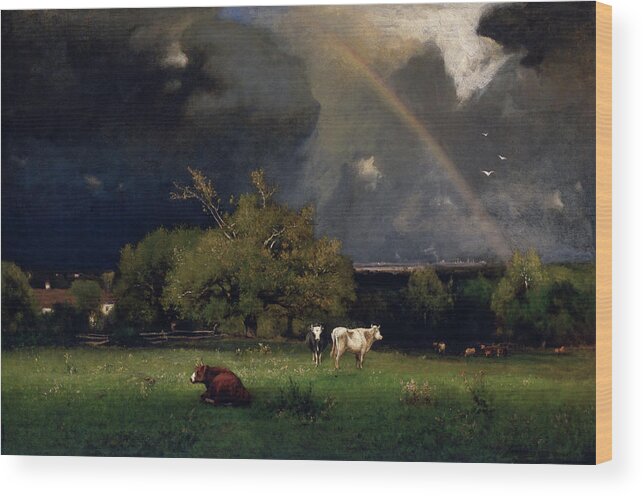 America Wood Print featuring the painting The Rainbow #1 by George Inness