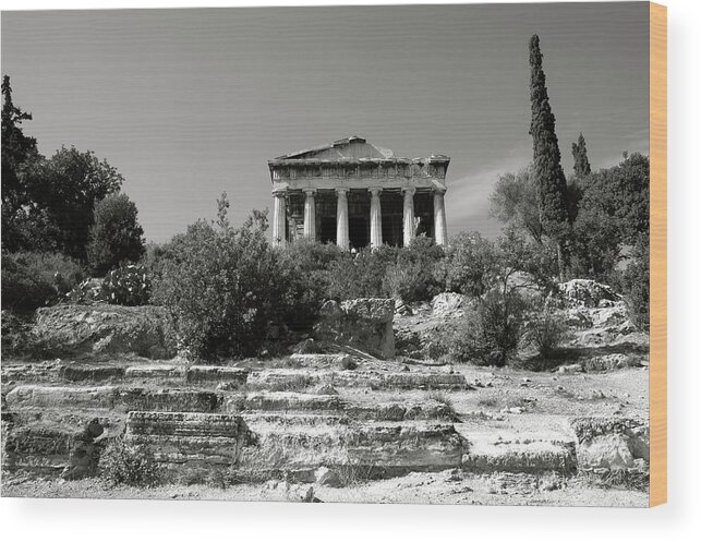 Archaea Agora Wood Print featuring the photograph The Temple of Hephaestus in Athens 03 #1 by Manolis Tsantakis