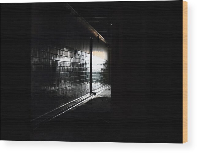 Horror Wood Print featuring the photograph The Uninviting Light by Kreddible Trout