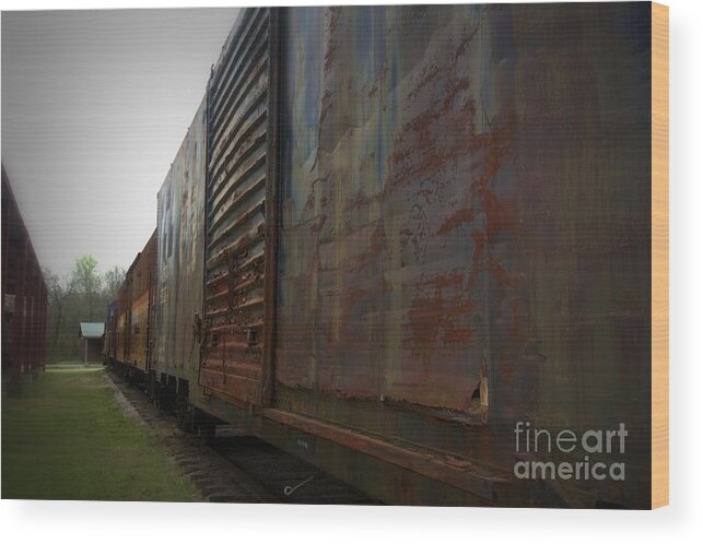 Train Wood Print featuring the photograph Trains 12 vign #1 by Jay Mann