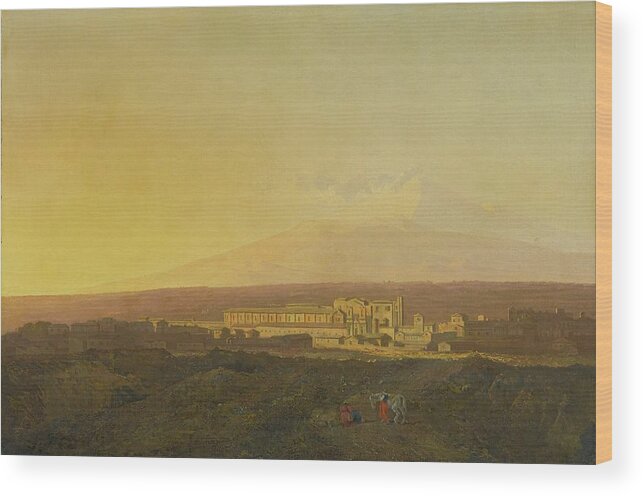 Joseph Wright Of Derby Wood Print featuring the painting View Of Catania #1 by Joseph Wright