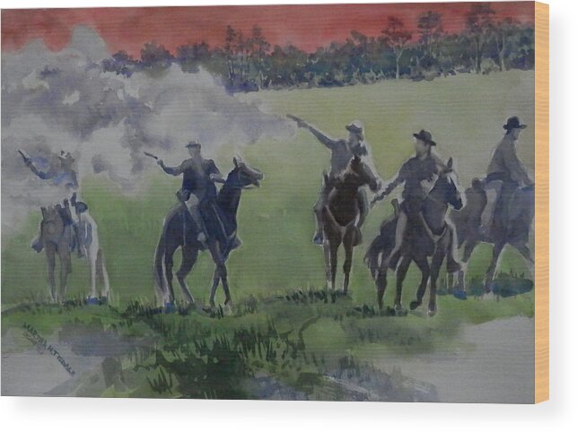 Civil War Enactment Wood Print featuring the painting War Sky #1 by Martha Tisdale