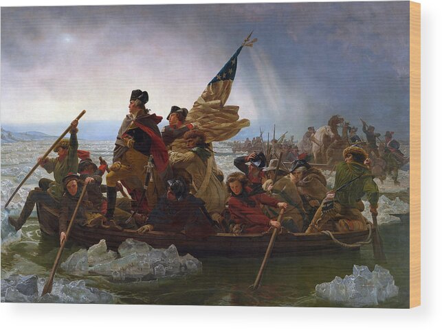 Washington Crossing The Delaware Wood Print featuring the painting Washington Crossing The Delaware by Emanuel Leutze