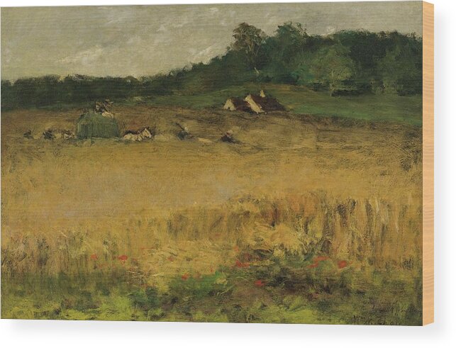 William Merritt Chase 1849 - 1916 Wheat Field Wood Print featuring the painting Wheat Field #1 by William Merritt