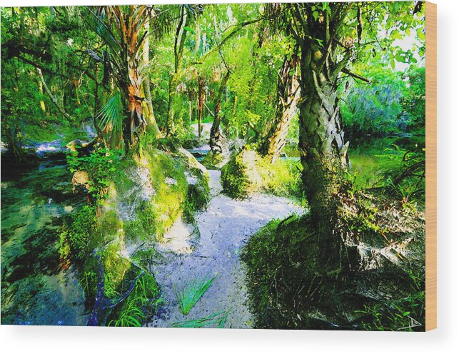 Wild Florida Wood Print featuring the painting Wild Prehistoric Florida by David Lee Thompson