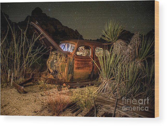 Auto Wood Print featuring the photograph Yesteryear's Car at Key's Ranch by Lisa Manifold