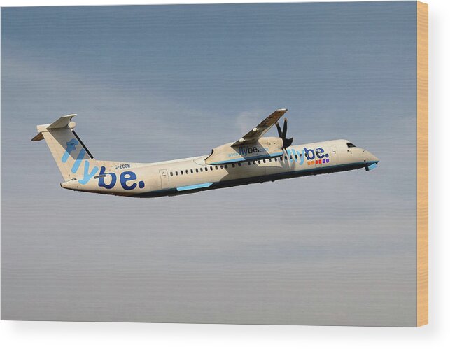 Flybe Wood Print featuring the photograph Flybe Bombardier Dash 8 Q400 #11 by Smart Aviation