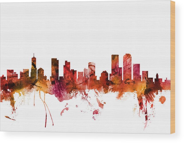 Denver Wood Print featuring the digital art Denver Colorado Skyline #12 by Michael Tompsett