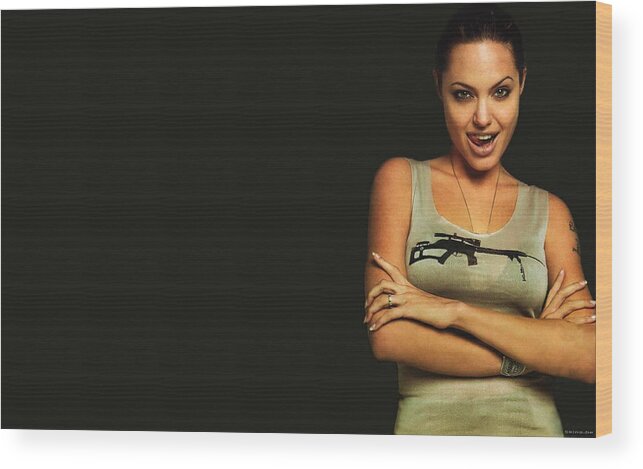 Angelina Jolie Wood Print featuring the digital art Angelina Jolie #13 by Super Lovely