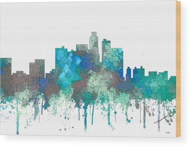 Los Angeles California Skyline Wood Print featuring the digital art Los Angeles California Skyline #14 by Marlene Watson