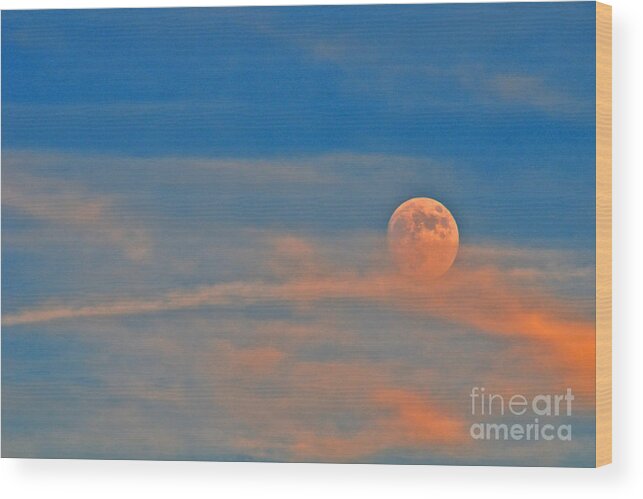Moon Wood Print featuring the photograph 14- Moonfire by Joseph Keane