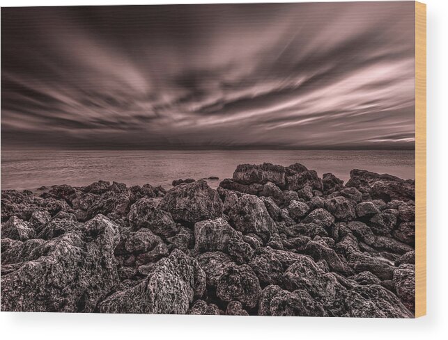 Naples Wood Print featuring the photograph Sunst over the Ocean by Peter Lakomy