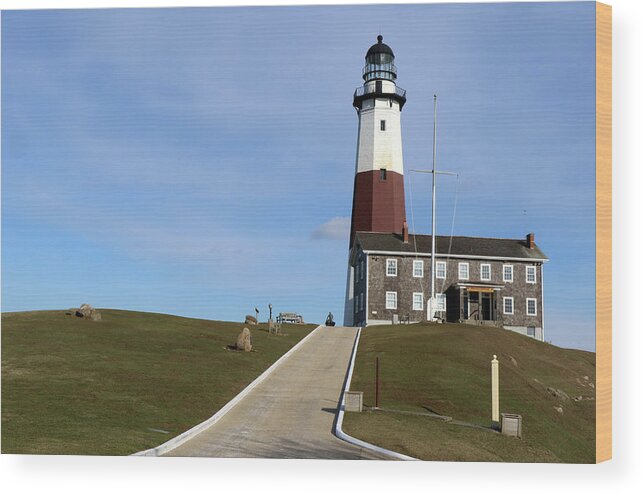 Montauk Point Lighthouse Wood Print featuring the photograph Montauk Point Lighthouse Montauk New York #17 by Bob Savage