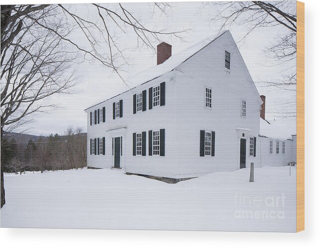 White Wood Print featuring the photograph 1800 White Colonial Home by Edward Fielding