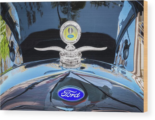 1929 Ford Model A Wood Print featuring the photograph 1929 Ford Model A Hood Ornament by Rich Franco