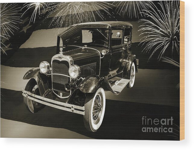 1930 Ford Wood Print featuring the photograph 1930 Ford Model A Original Sedan 5538,16 by M K Miller