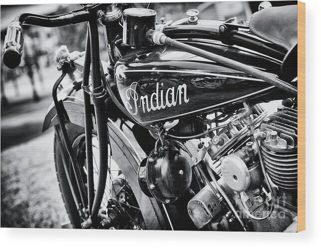 Indian Wood Print featuring the photograph 1930 Indian 101 Scout Motorcycle by Tim Gainey