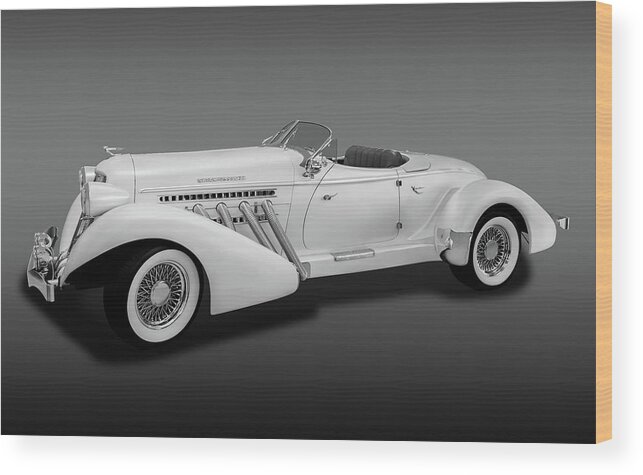 1936 Wood Print featuring the photograph 1936 Auburn Supercharged Speedster Convertible - 1936Auburnsupcgdspeedfa170552 by Frank J Benz