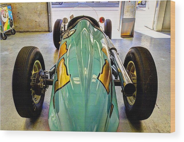 Svra Images Wood Print featuring the photograph 1956 Shroeder Roadster Tail by Josh Williams