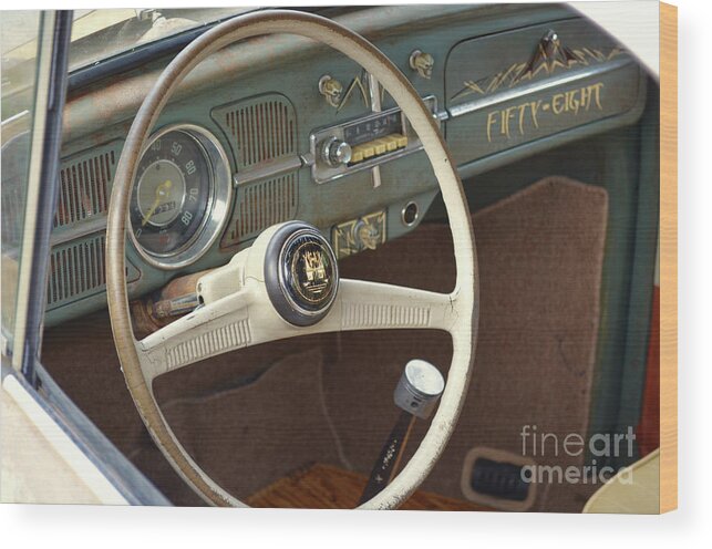 Cars Wood Print featuring the photograph 1958 Volkswagen Beetle Interior by Jason Freedman