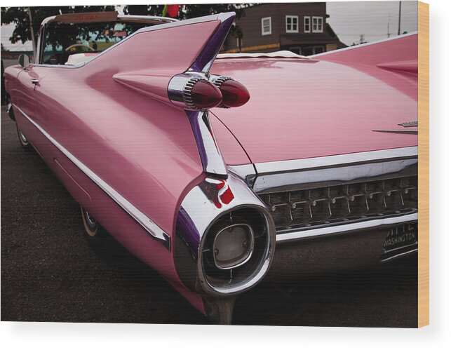 59 Wood Print featuring the photograph 1959 Pink Cadillac Convertible by David Patterson