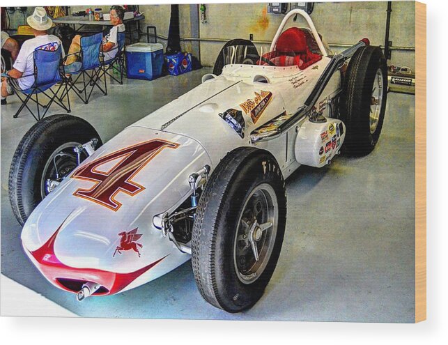 1962 Watson Indy Roadster #4 Wood Print featuring the photograph 1962 Watson Indy Roadster #4 by Josh Williams