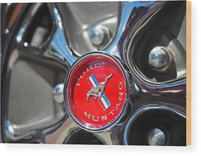Ford Wood Print featuring the photograph 1965 Classic Ford Mustang Rim Color by Toby McGuire
