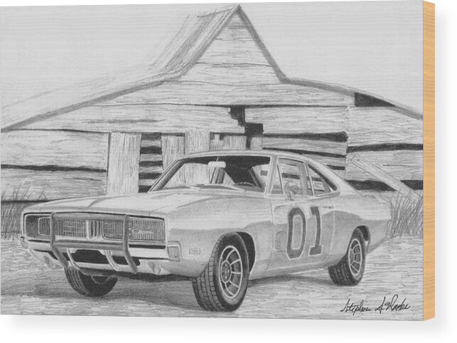 1969 Dodge Charger General Lee Muscle Car Art Print Wood Print By Stephen  Rooks | Fine Art America