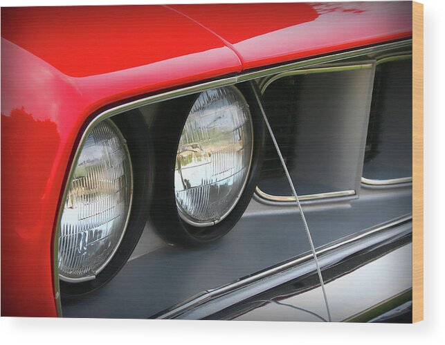 1971 Wood Print featuring the photograph 1971 Plymouth Barracuda Cuda Red by Gordon Dean II