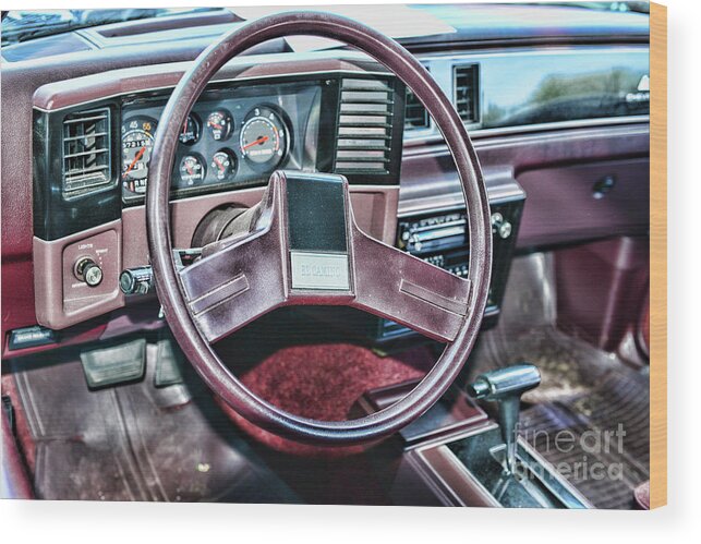 Paul Ward Wood Print featuring the photograph 1986 El Camino SS Steering Wheel by Paul Ward