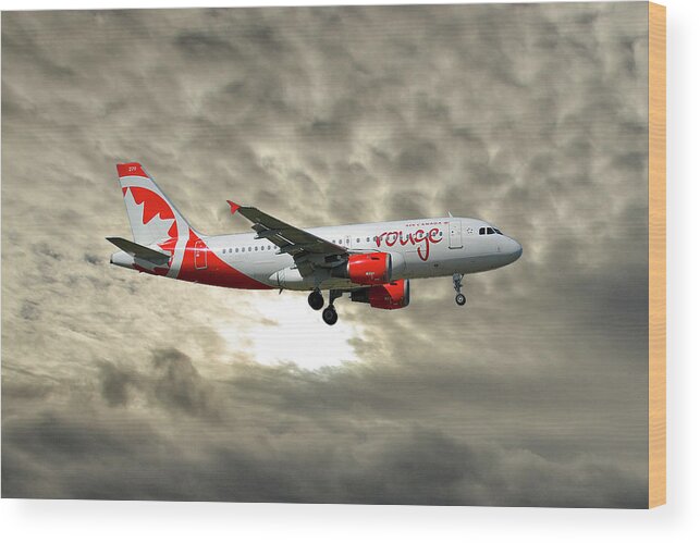 Air Canada Wood Print featuring the photograph Air Canada Rouge Airbus A319-114 #2 by Smart Aviation