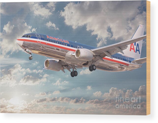 American Airlines Wood Print featuring the digital art American Airlines Boeing 737 #2 by Airpower Art