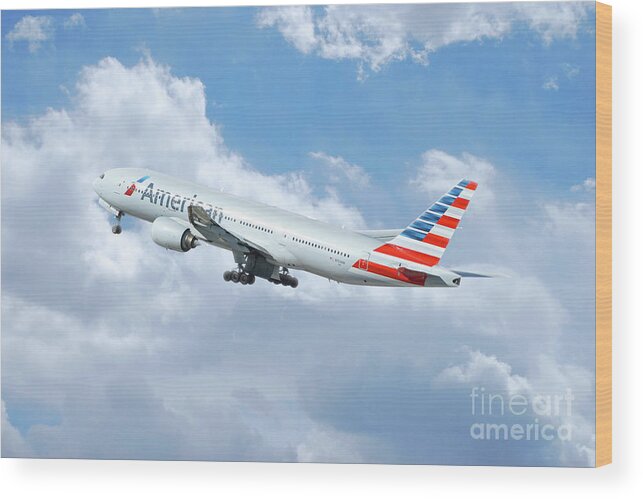 Boeing Wood Print featuring the digital art American Airlines Boeing 777 #2 by Airpower Art